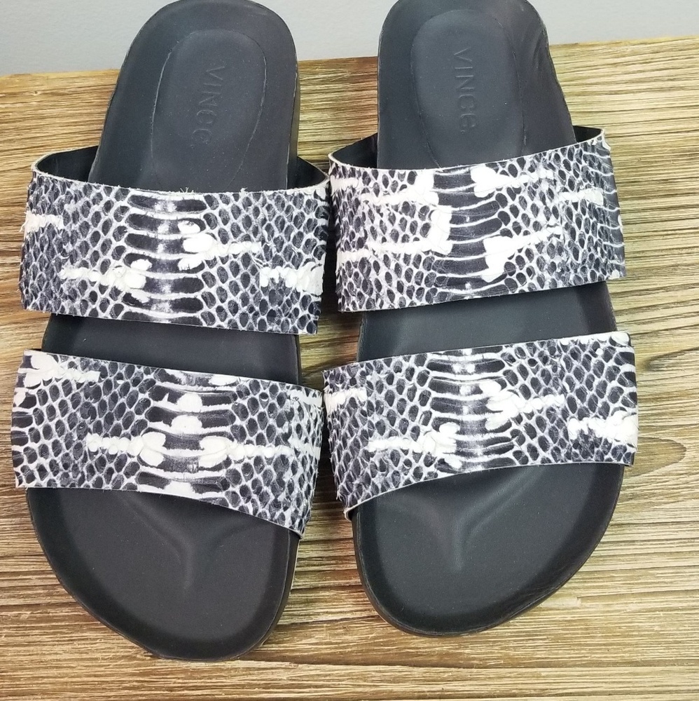 Vince Orion Python-Print Pool-Slide Black/White - image 7